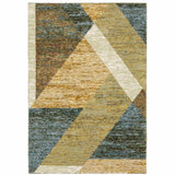 5' X 7' Blue and Beige Geometric Power Loom Area Rug - Homeroots - Flyclothing LLC