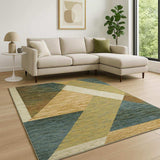 7' X 10' Blue and Beige Geometric Power Loom Area Rug - Homeroots - Flyclothing LLC