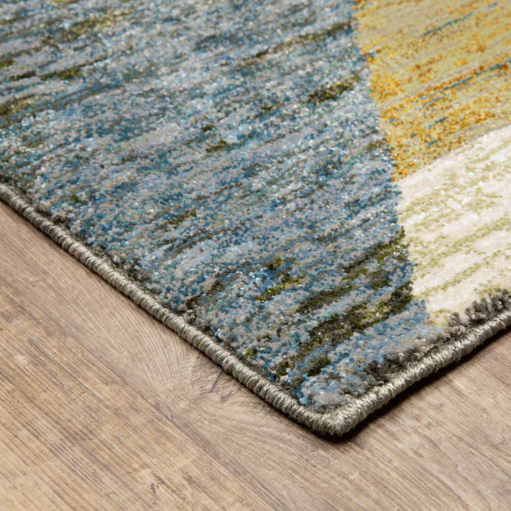 8' X 11' Blue and Beige Geometric Power Loom Area Rug - Homeroots - Flyclothing LLC