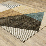 10' X 13' Blue and Beige Geometric Power Loom Area Rug - Homeroots - Flyclothing LLC