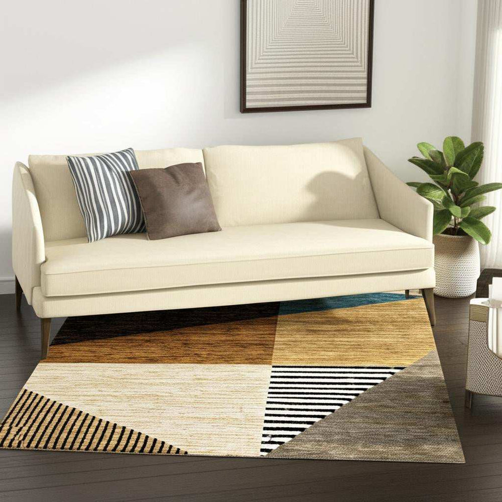 5' X 7' Blue and Beige Geometric Power Loom Area Rug - Homeroots - Flyclothing LLC