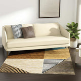 5' X 7' Blue and Beige Geometric Power Loom Area Rug - Homeroots - Flyclothing LLC