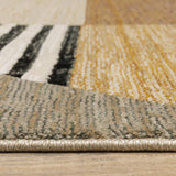 7' X 10' Gold Brown Blue Charcoal Rust and Beige Geometric Power Loom Area Rug - Homeroots - Flyclothing LLC