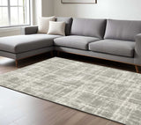 8' X 11' Grey And Ivory Abstract Shag Power Loom Stain Resistant Area Rug - Homeroots - Flyclothing LLC