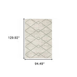 8' X 11' Ivory And Grey Geometric Shag Power Loom Stain Resistant Area Rug - Homeroots - Flyclothing LLC