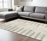 8' X 11' Ivory And Grey Geometric Shag Power Loom Stain Resistant Area Rug - Homeroots - Flyclothing LLC
