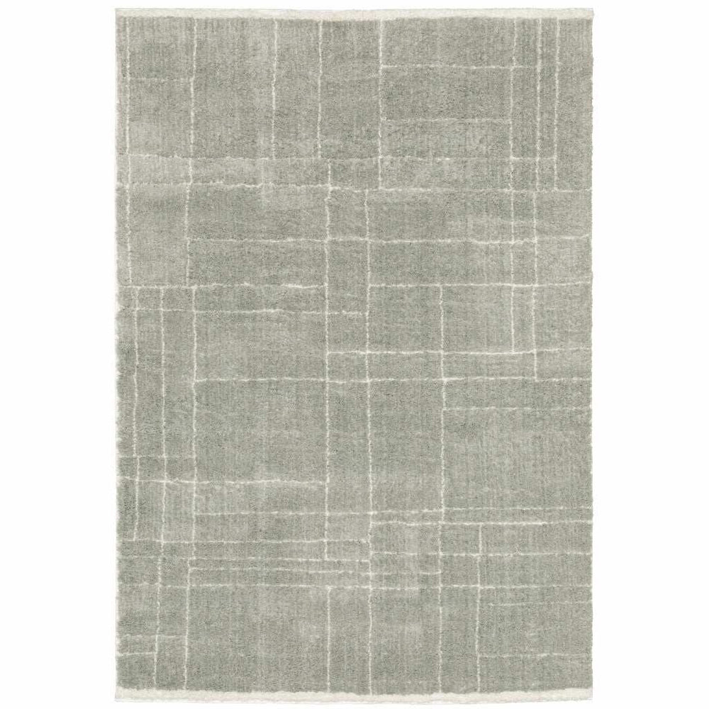 8' X 11' Grey And Ivory Geometric Shag Power Loom Stain Resistant Area Rug - Homeroots - Flyclothing LLC