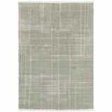 8' X 11' Grey And Ivory Geometric Shag Power Loom Stain Resistant Area Rug - Homeroots - Flyclothing LLC
