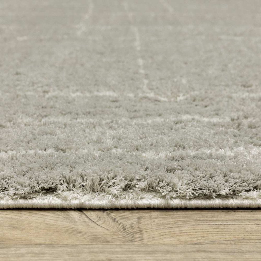 10' X 13' Grey And Ivory Geometric Shag Power Loom Stain Resistant Area Rug - Homeroots - Flyclothing LLC