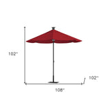 9' Red Sunbrella Octagonal Lighted Market Patio Umbrella with USB and Solar Power - Homeroots - Flyclothing LLC