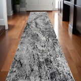 2' X 20' Grey Abstract Area Rug - Homeroots - Flyclothing LLC