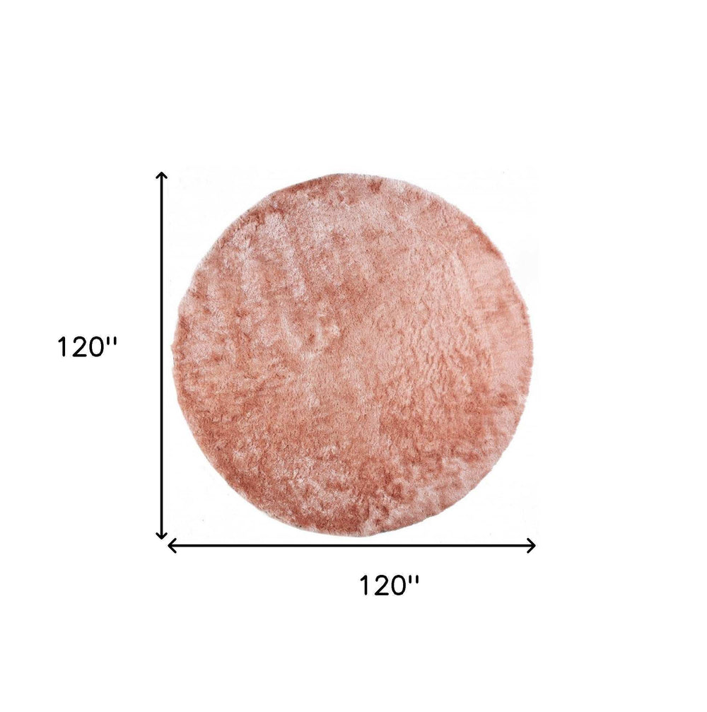 10' Pink Round Shag Tufted Handmade Area Rug - Homeroots - Flyclothing LLC