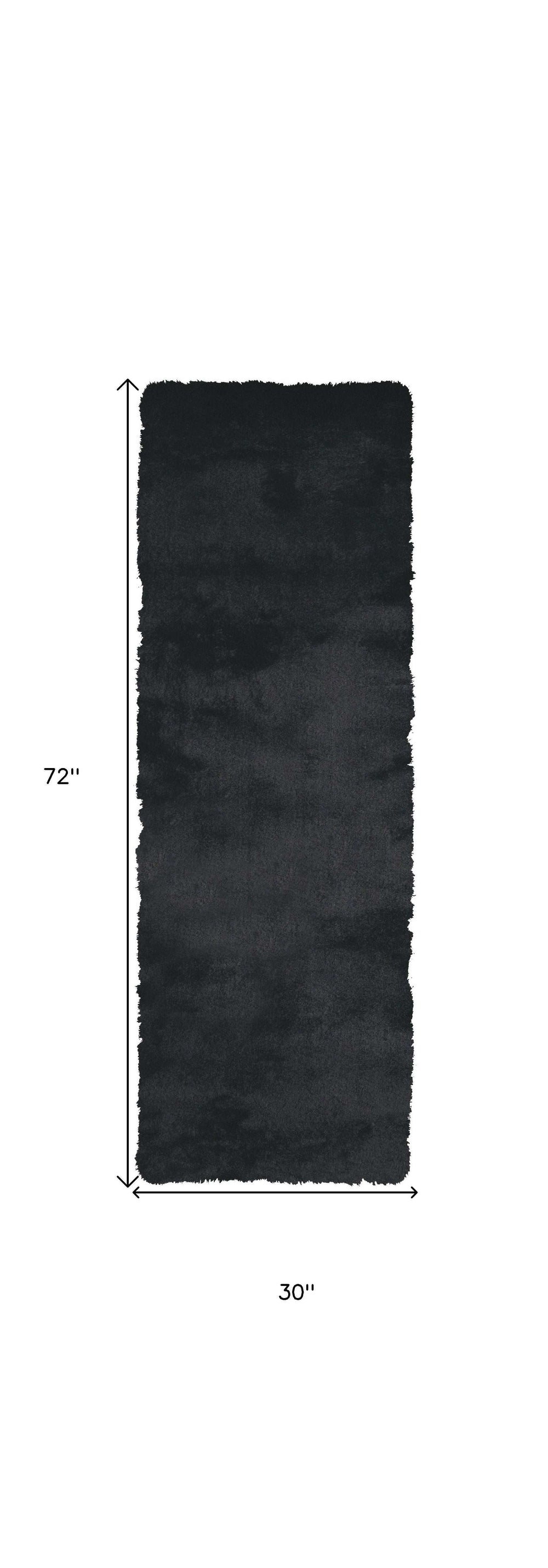 6' Runner Black Shag Hand Tufted Runner Rug - Homeroots - Flyclothing LLC