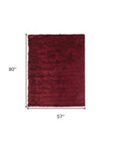 5' X 8' Red And Purple Shag Tufted Handmade Area Rug - Homeroots - Flyclothing LLC