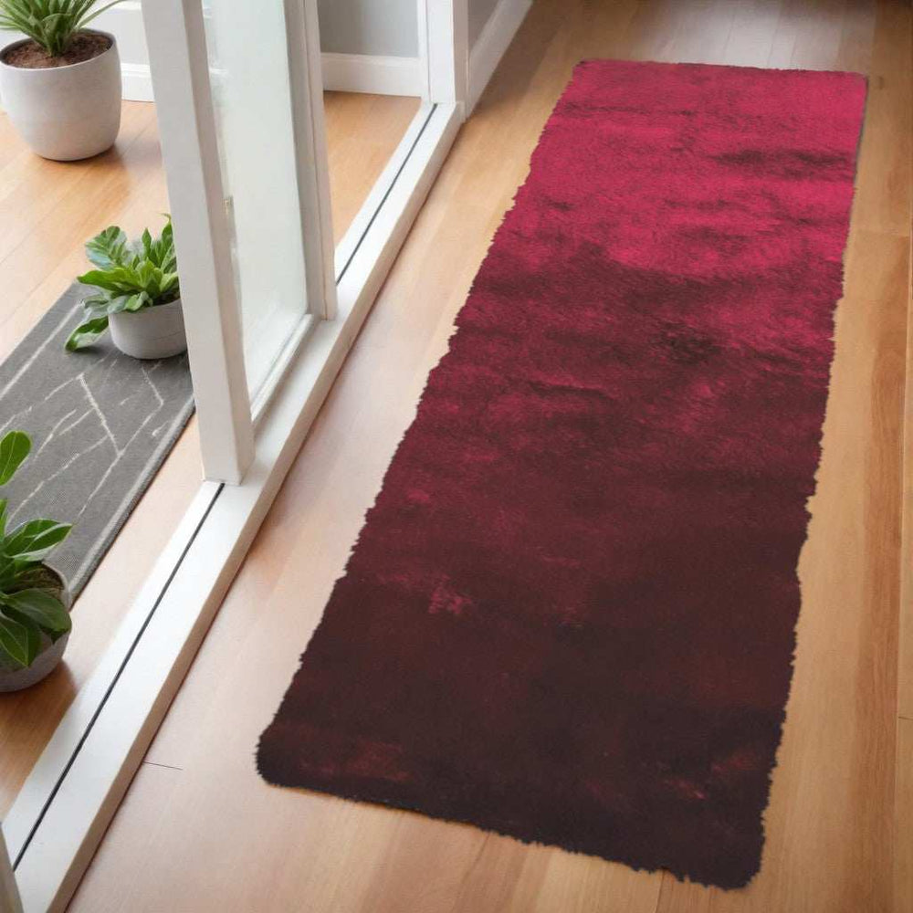 6' Merlot Shag Hand Tufted Runner Rug - Homeroots - Flyclothing LLC