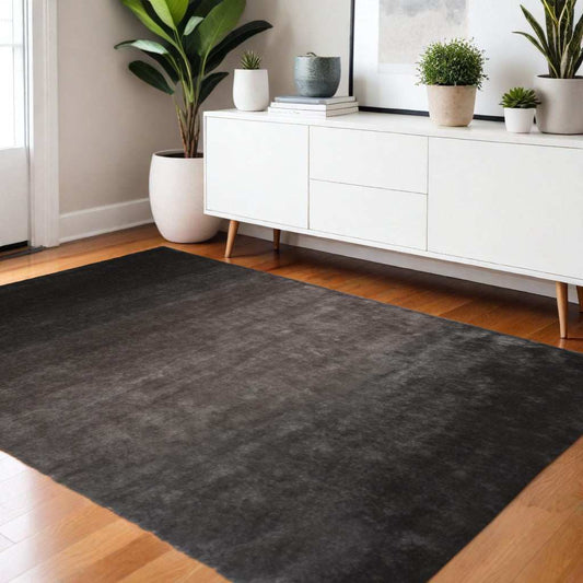 4' X 6' Gray And Black Shag Tufted Handmade Area Rug - Homeroots - Flyclothing LLC