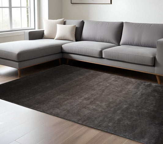 8' X 10' Gray And Black Shag Tufted Handmade Area Rug - Homeroots - Flyclothing LLC