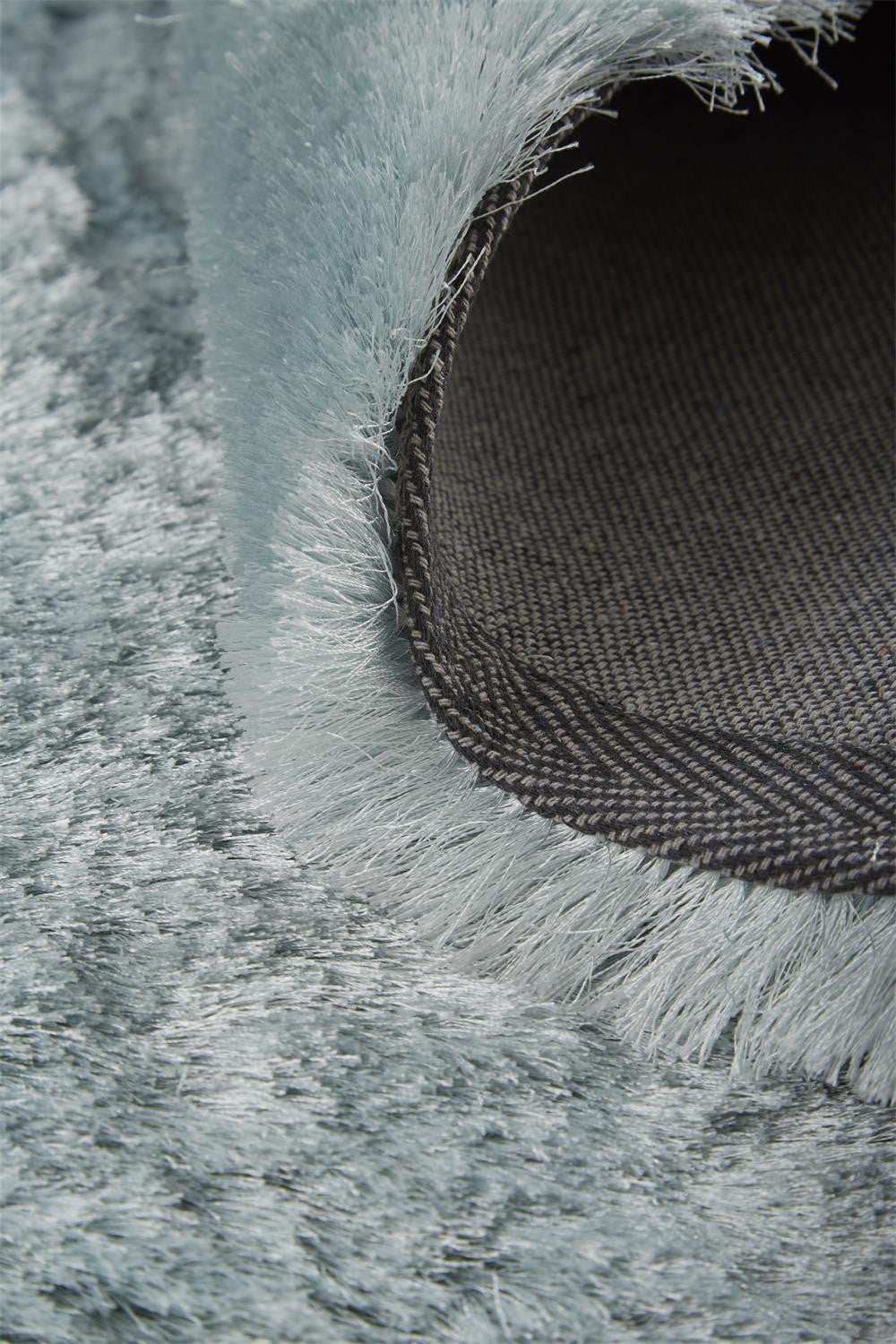 8' Blue And Silver Round Shag Tufted Handmade Area Rug - Homeroots - Flyclothing LLC