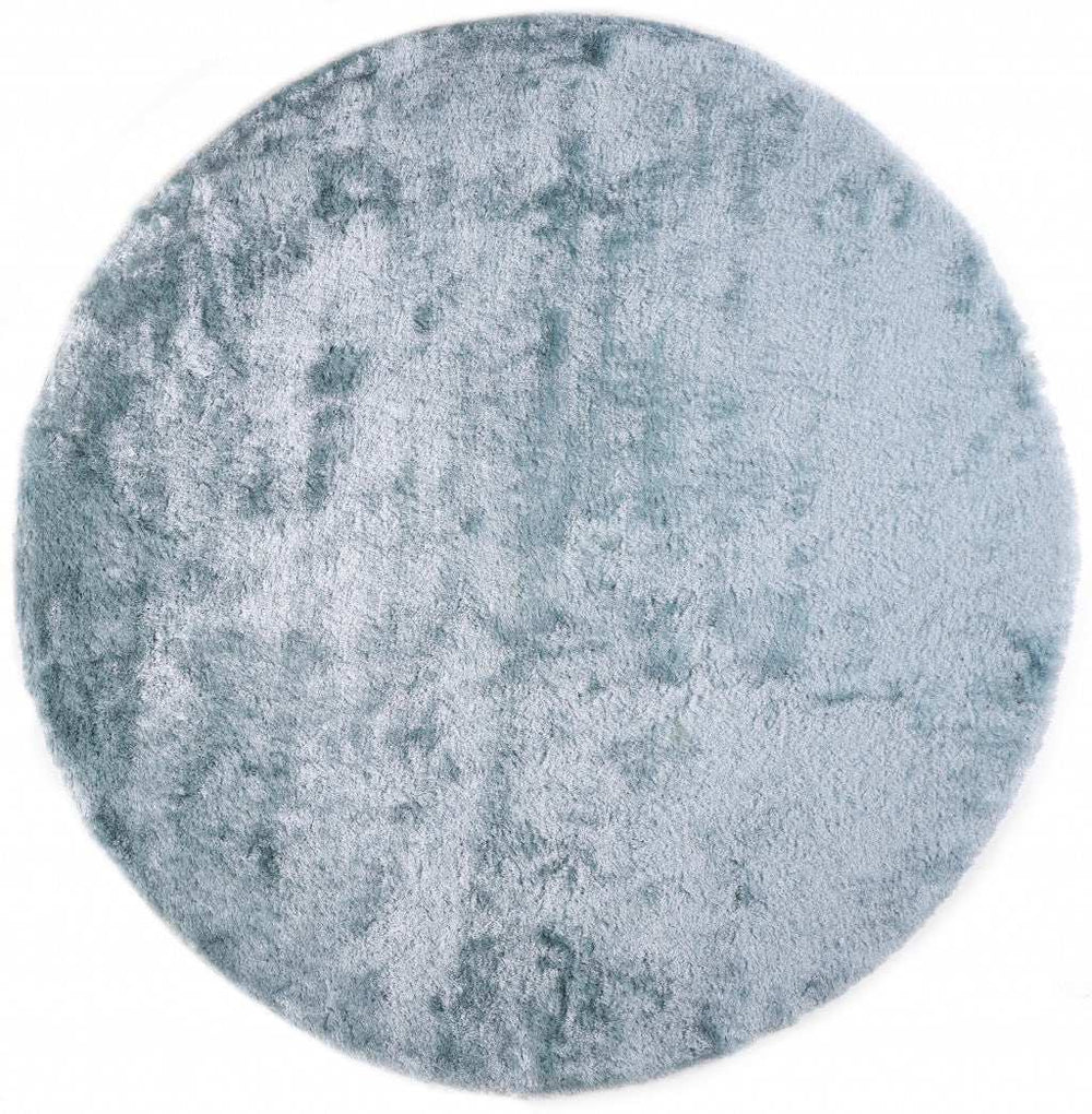 10' Blue And Silver Round Shag Tufted Handmade Area Rug - Homeroots - Flyclothing LLC