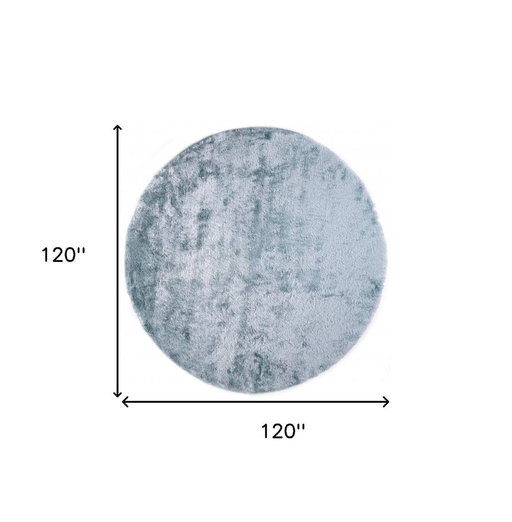 10' Blue And Silver Round Shag Tufted Handmade Area Rug - Homeroots - Flyclothing LLC