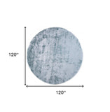 10' Blue And Silver Round Shag Tufted Handmade Area Rug - Homeroots - Flyclothing LLC