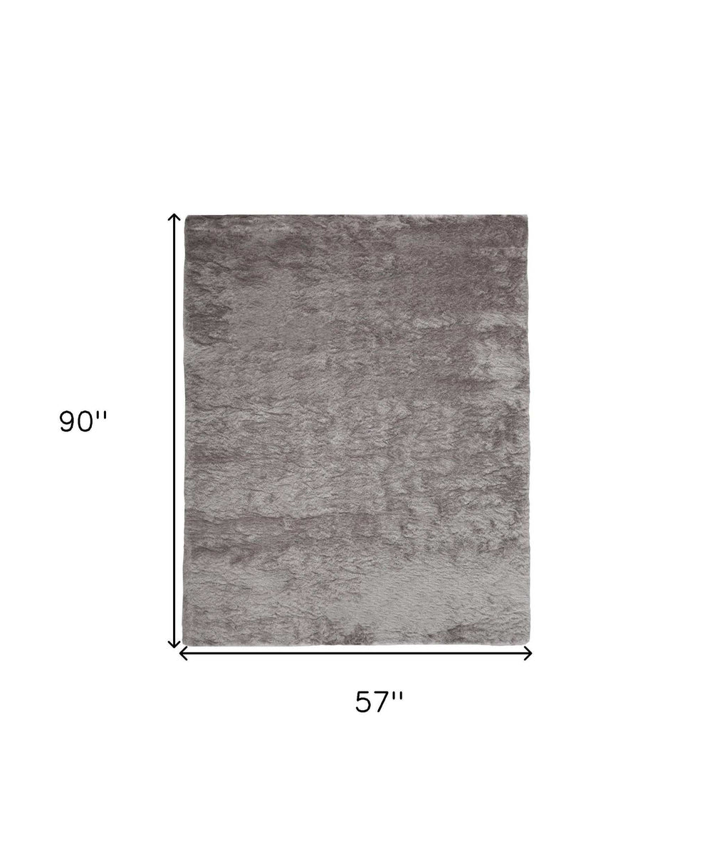 5' X 8' Gray And Silver Shag Handmade Area Rug - Homeroots - Flyclothing LLC