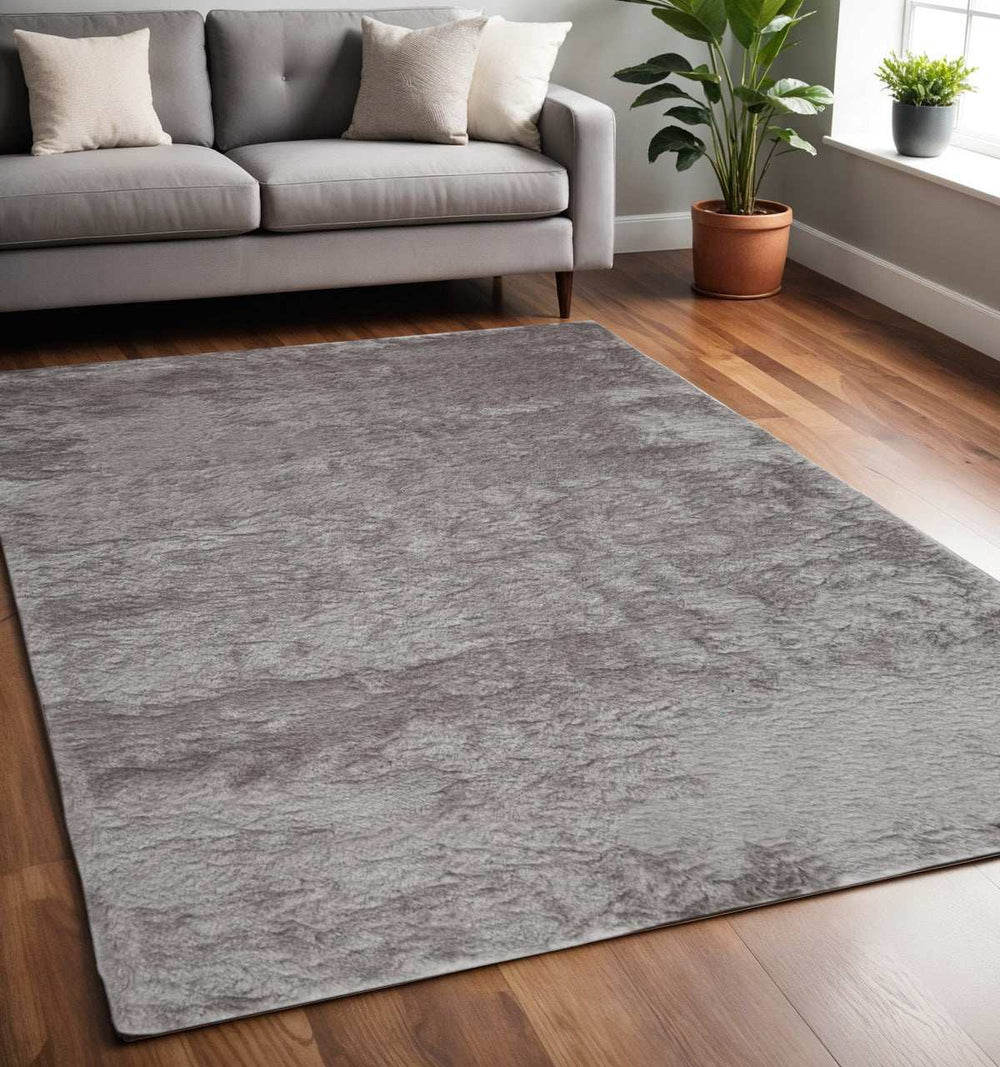 5' X 8' Gray And Silver Shag Handmade Area Rug - Homeroots - Flyclothing LLC