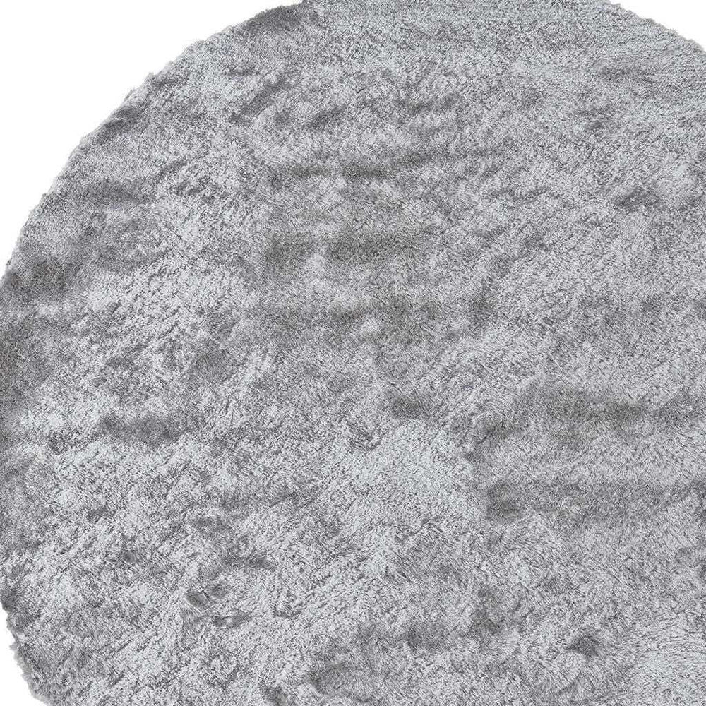 8' Gray And Silver Round Shag Tufted Handmade Area Rug - Homeroots - Flyclothing LLC