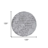 10' Gray And Silver Round Shag Tufted Handmade Area Rug - Homeroots - Flyclothing LLC