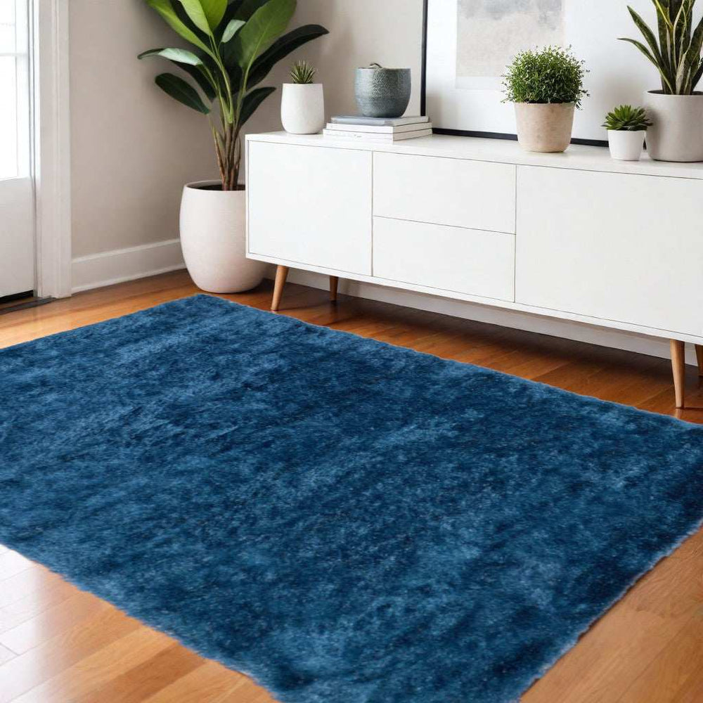 4' X 6' Blue And Green Shag Tufted Handmade Area Rug - Homeroots - Flyclothing LLC