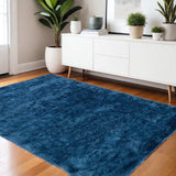 4' X 6' Blue And Green Shag Tufted Handmade Area Rug - Homeroots - Flyclothing LLC
