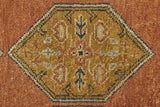 5' X 8' Tan Orange And Brown Wool Floral Hand Knotted Stain Resistant Area Rug - Homeroots - Flyclothing LLC