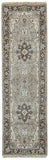 8' Beige Blue and Gray Medallion Hand Knotted Runner Rug With Fringe - Homeroots - Flyclothing LLC