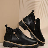 Ankle Boots with Zipper Detail - Trendsi - Flyclothing LLC