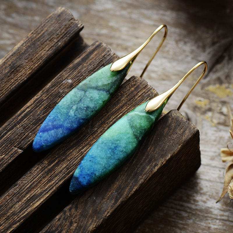Copper Natural Stone Geometric Shape Earrings - Trendsi - Flyclothing LLC