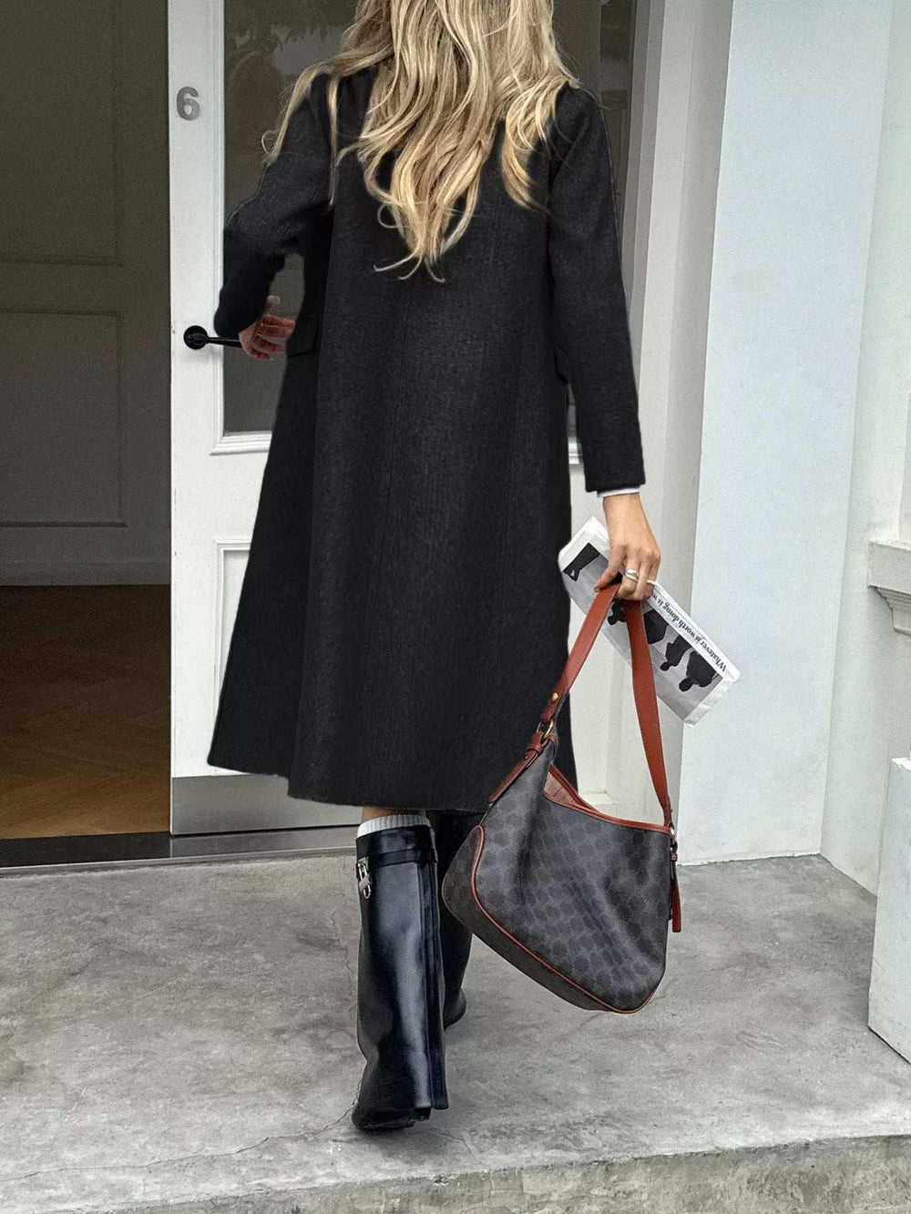 Double-Breasted Wool Blend Overcoat - Trendsi - Flyclothing LLC