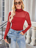 Lovelet Mock Neck Long Sleeve Top - Trendsi - Flyclothing LLC