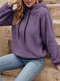 Drawstring Long Sleeve Fuzzy Hoodie - Trendsi - Flyclothing LLC
