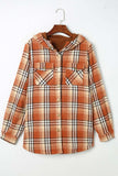 Plaid Button Up Long Sleeve Hooded Jacket - Trendsi - Flyclothing LLC