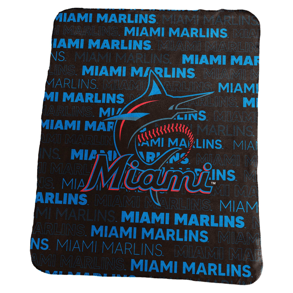 Miami Marlins Classic Fleece Throw - Logo Brands - Flyclothing LLC