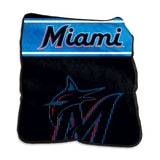 Miami Marlins 60x80 Raschel Blanket - Logo Brands - Flyclothing LLC