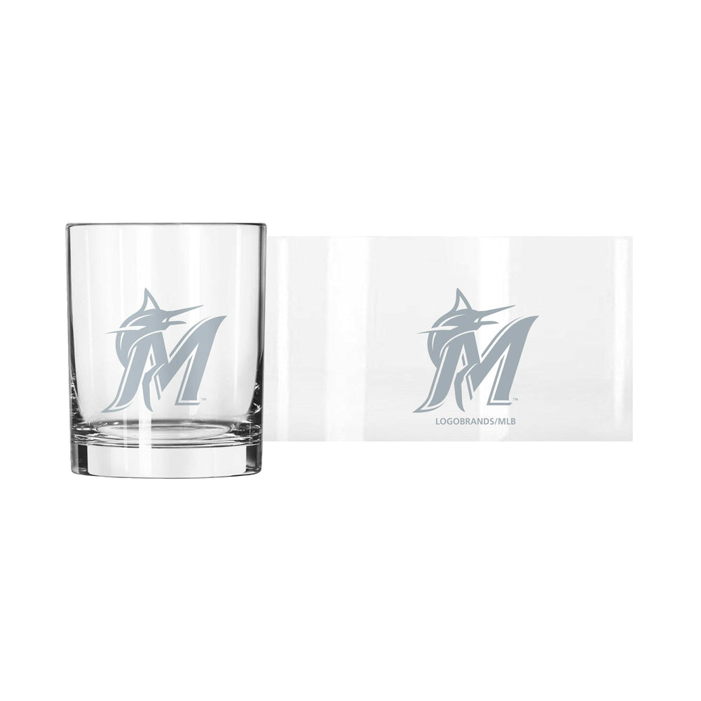 Miami Marlins 14oz Frost Rocks Glass - Logo Brands - Flyclothing LLC