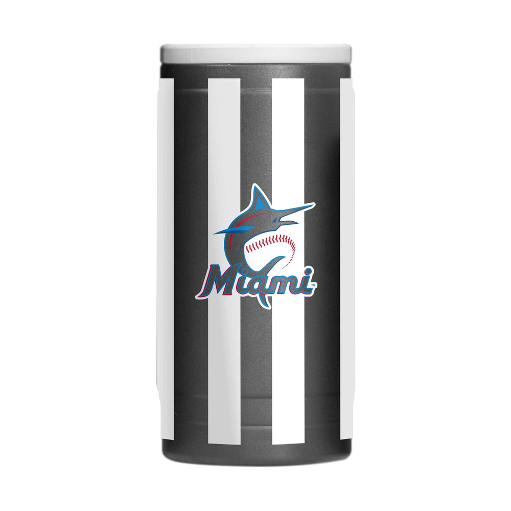 Miami Marlins 12oz Striped Powdercoat SlimCan Coolie - Logo Brands - Flyclothing LLC