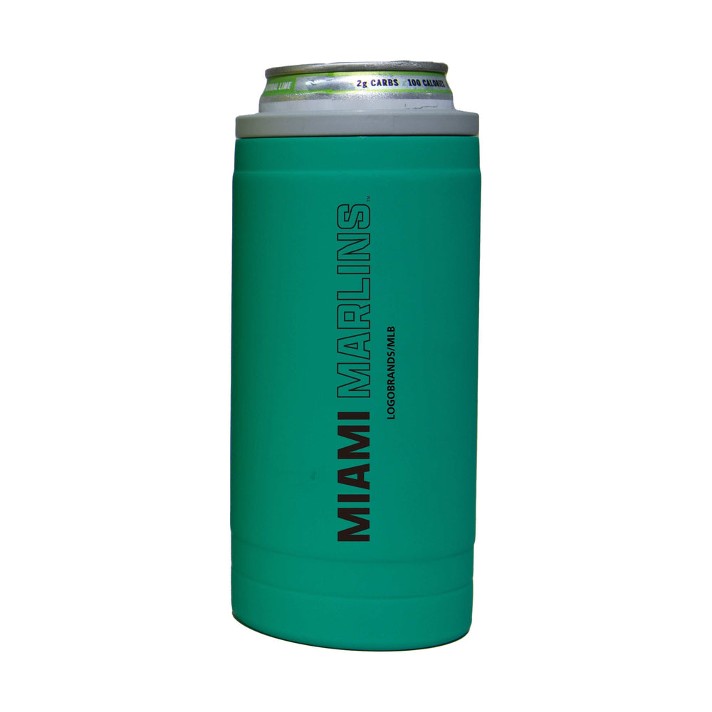 Miami Marlins 12oz Optic Stacked Soft Touch Slim Coolie - Logo Brands - Flyclothing LLC