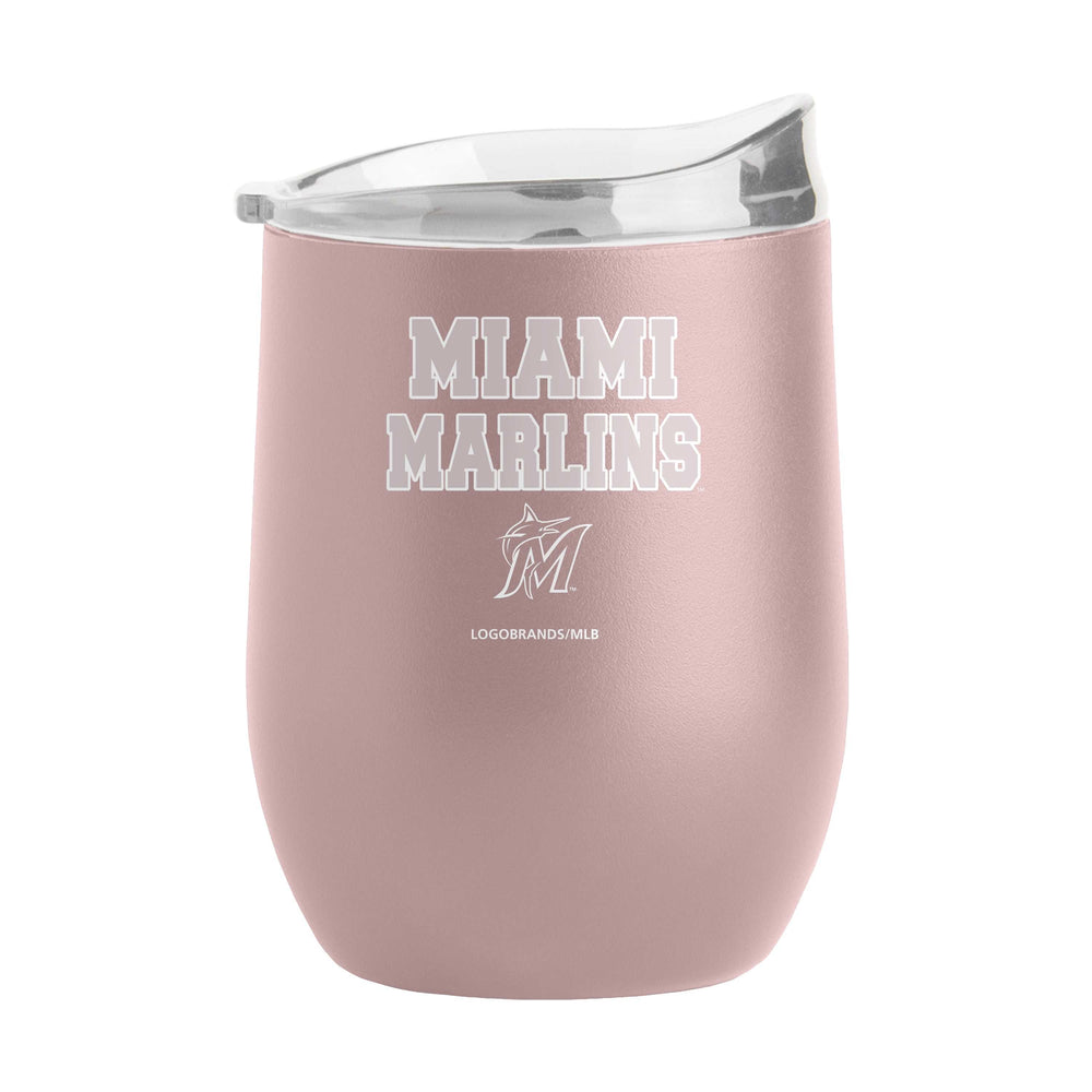 Miami Marlins 16oz Stencil Powder Coat Curved Beverage - Logo Brands - Flyclothing LLC