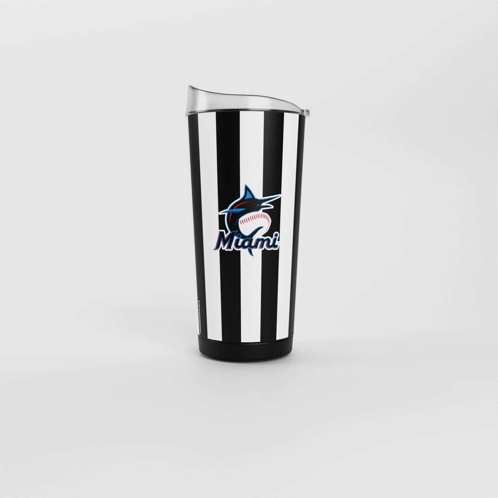 Miami Marlins 20oz Striped Powder Coat Tumbler - Logo Brands - Flyclothing LLC