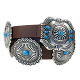 Rockmount Ranch Ware Brown Leather Concho Belt with Butterfly Buckle - Rockmount Clothing - Flyclothing LLC