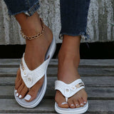 Toe Post Wedge Sandals - Trendsi - Flyclothing LLC