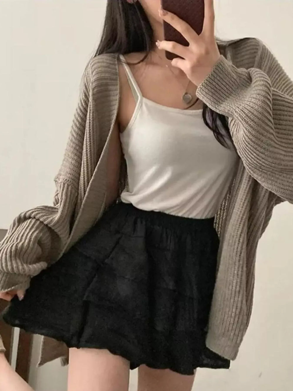 Open Front Oversized Knit Cardigan - Trendsi - Flyclothing LLC