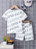 Children's Round Neck Cartoon Graphic T-Shirt and Shorts Set - Trendsi - Flyclothing LLC